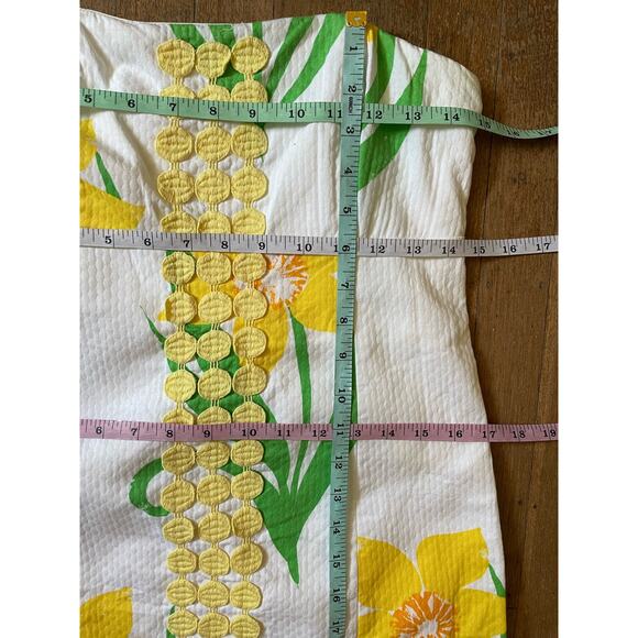 Lilly Pulitzer Pink Label Strapless White Yellow Floral Mini Dress Size 2 - Picture 10 of 12